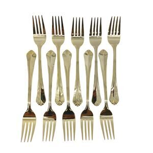 Hampton Silversmith Gold Tone Flatware Salad Forks Set of 10